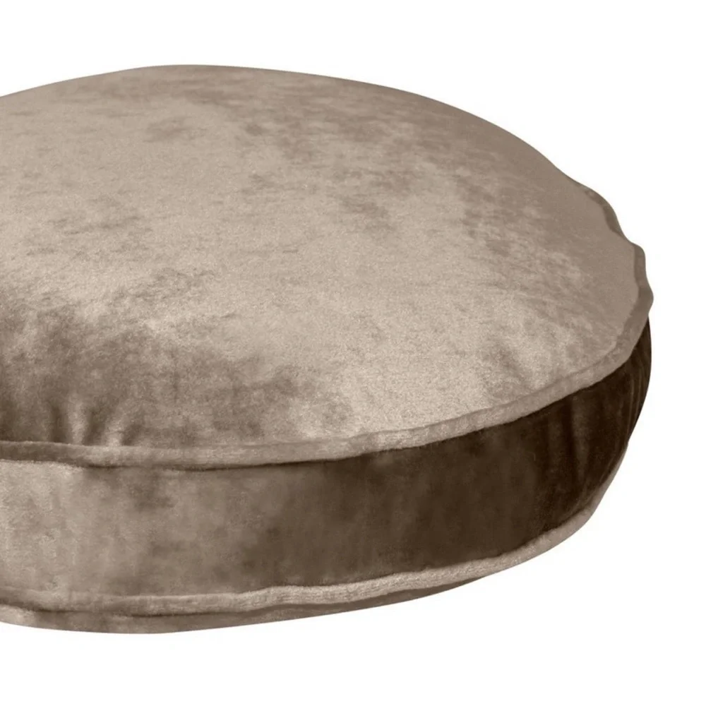NWT Edie @ Home Light Brown  17 inch Velvet Round Decorative Pillow